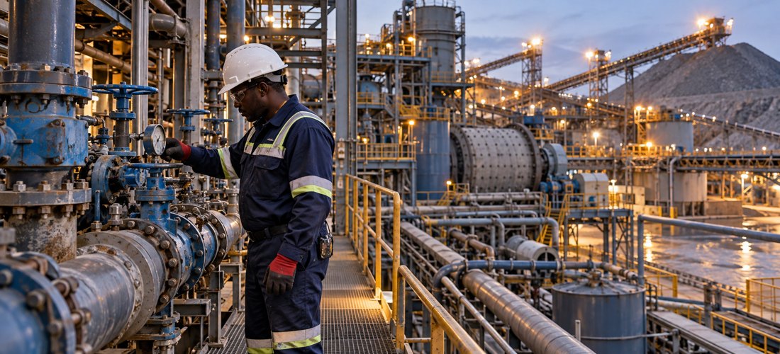 operator working within an industrial processing plant